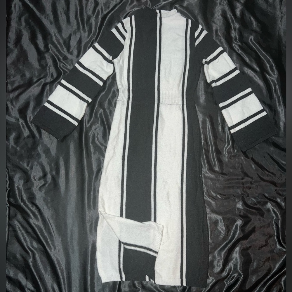 SHEIN black and white stripped sweater dress, slit on the side length is to shin